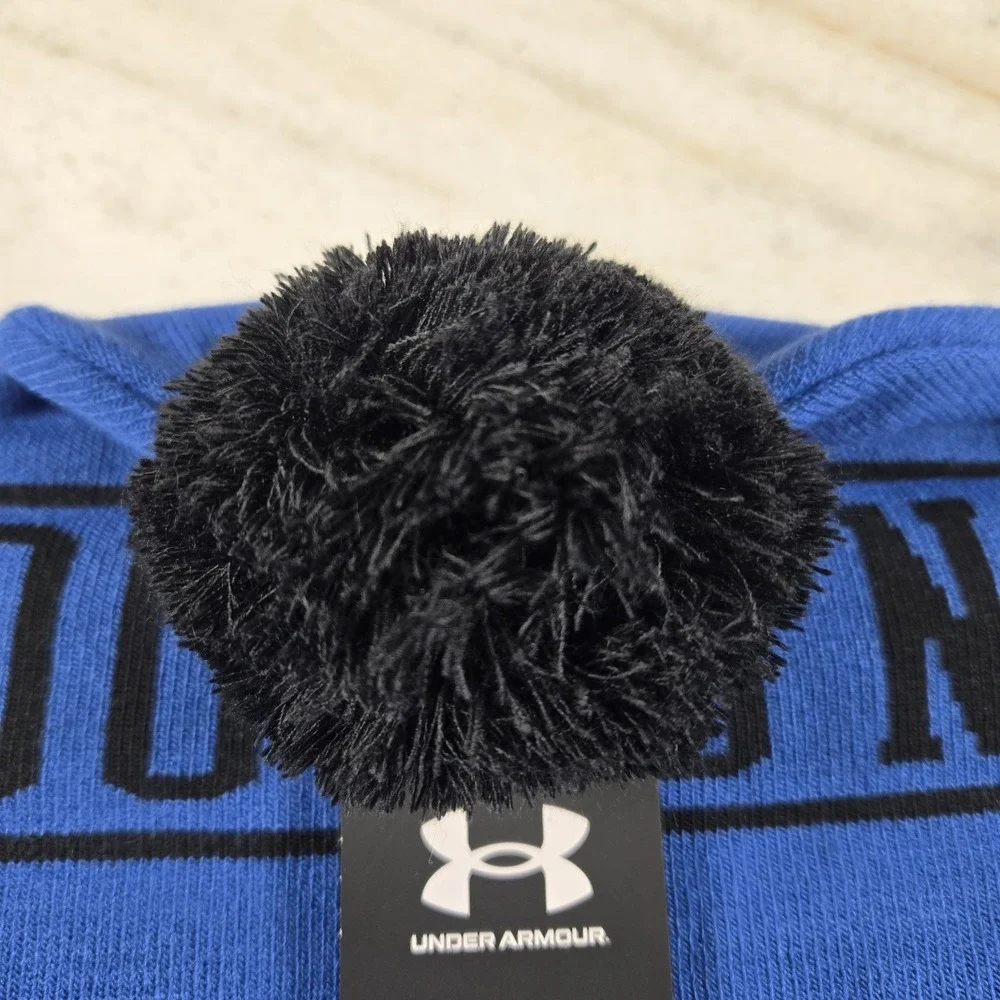Under Armour Cuffed Fold Beanie Logo Winter Pom Athletic Royal Blue Men's OSFM